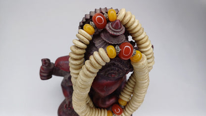 108 12mm Antique Gandhara Hand-carved Original Yak Bone Tibetan Buddhist Prayer Beads,Vintage Tantrik  Disk-Shaped Yak Kapala Bone Rosary