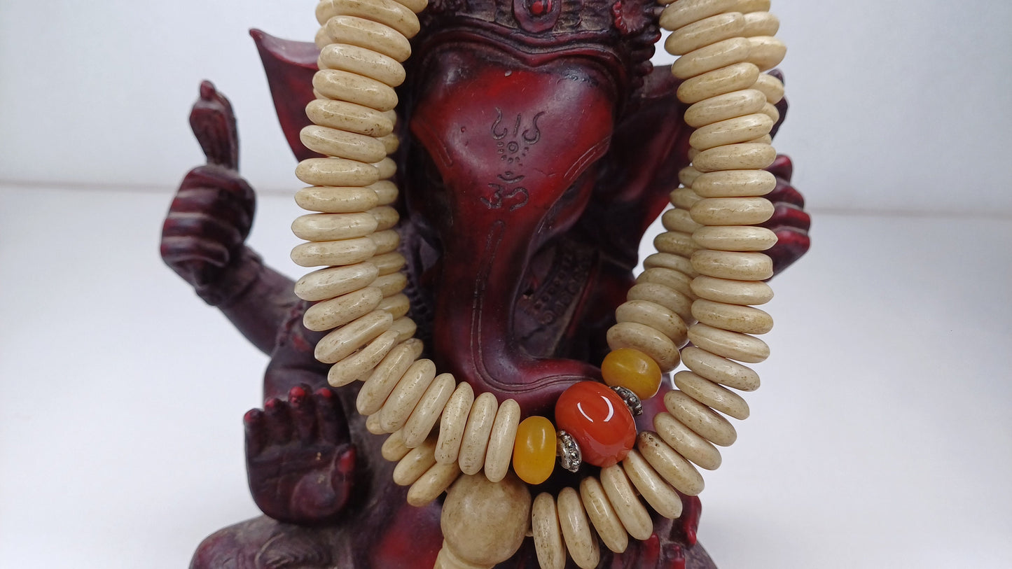 108 12mm Antique Gandhara Hand-carved Original Yak Bone Tibetan Buddhist Prayer Beads,Vintage Tantrik  Disk-Shaped Yak Kapala Bone Rosary