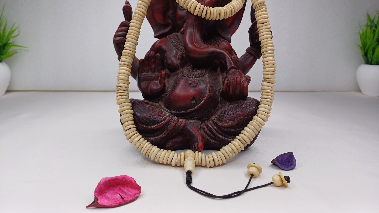 108 10mm Antique Gandhara Hand-carved Original Yak Bone Tibetan Buddhist Prayer Beads,Vintage Tantrik Disk Shaped Yak Kapala Bone Rosary