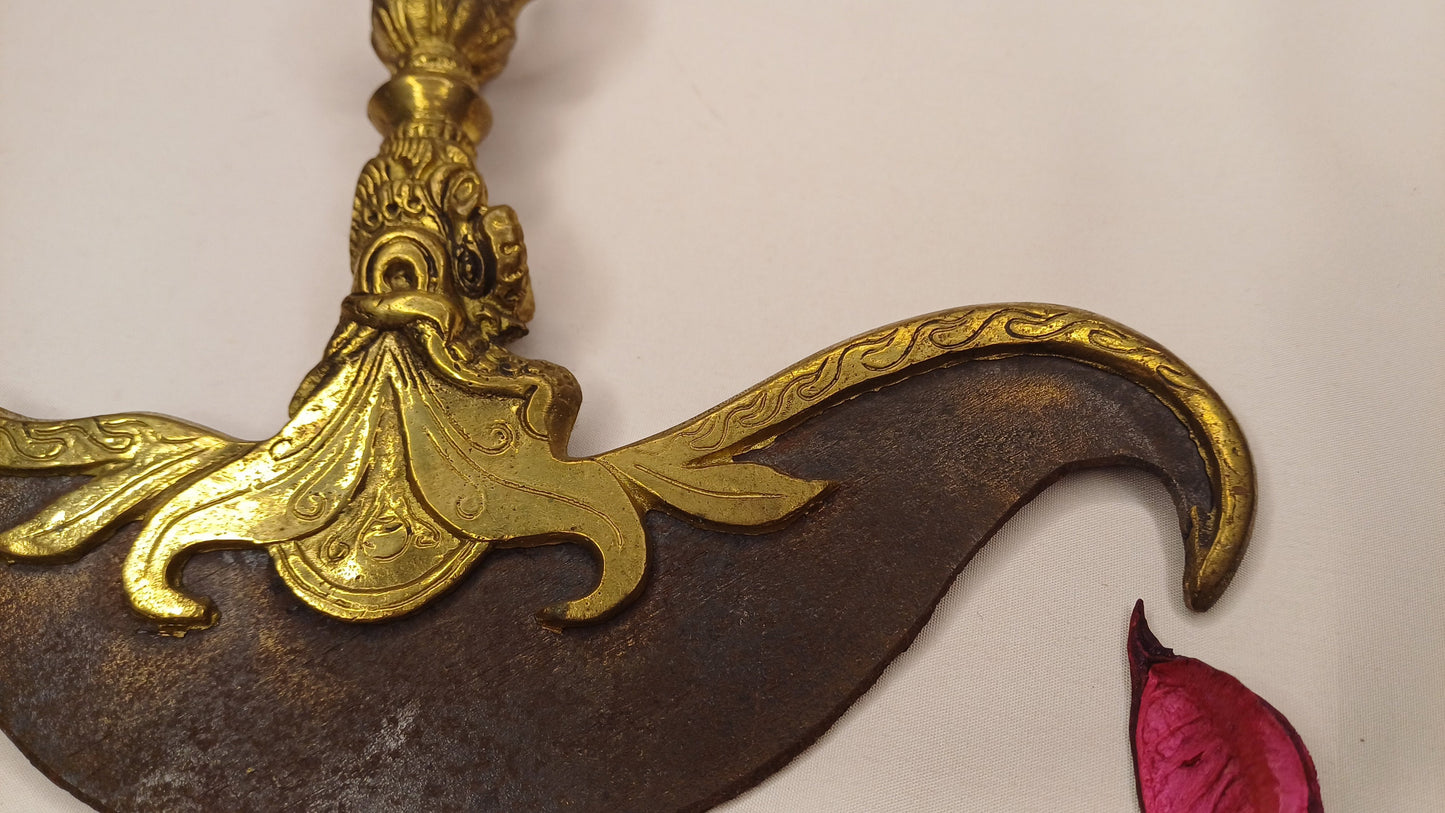 Antique Rare Buddhist Iron Wisdom Fire Ceremonial Kartika Blade,Sacred Buddhist Kartika Blade,Tantric Buddhist Knife,Buddhist Artifact
