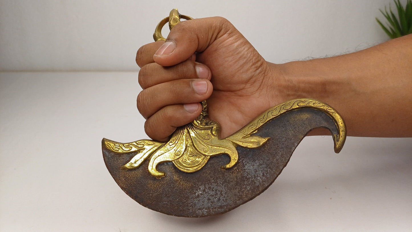 Antique Rare Buddhist Iron Wisdom Fire Ceremonial Kartika Blade,Sacred Buddhist Kartika Blade,Tantric Buddhist Knife,Buddhist Artifact