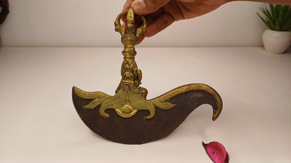 Antique Rare Buddhist Iron Wisdom Fire Ceremonial Kartika Blade,Sacred Buddhist Kartika Blade,Tantric Buddhist Knife,Buddhist Artifact
