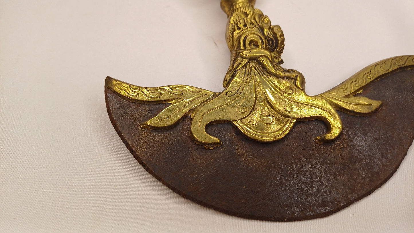 Antique Rare Buddhist Iron Wisdom Fire Ceremonial Kartika Blade,Sacred Buddhist Kartika Blade,Tantric Buddhist Knife,Buddhist Artifact