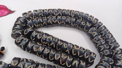108 12mm Antique Gandhara Hand-carved Original Bone Tibetan Buddhist Prayer Beads,Vintage Buddhist Rosary Mala,Disk Shaped Kapala Bone Mala