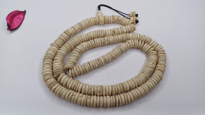 108 10mm Antique Gandhara Hand-carved Original Yak Bone Tibetan Buddhist Prayer Beads,Vintage Tantrik Disk Shaped Yak Kapala Bone Rosary