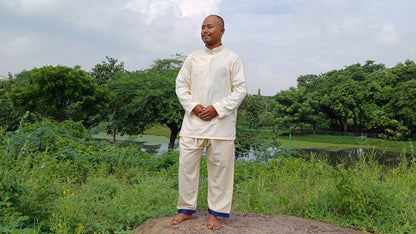 Custom-Made Tibetan Traditional Meditation Suit,Buddhist Prayer Robe,Tibetan Ethnic Shirt and Drawstring Pant for Men, Zen Prayer Clothing