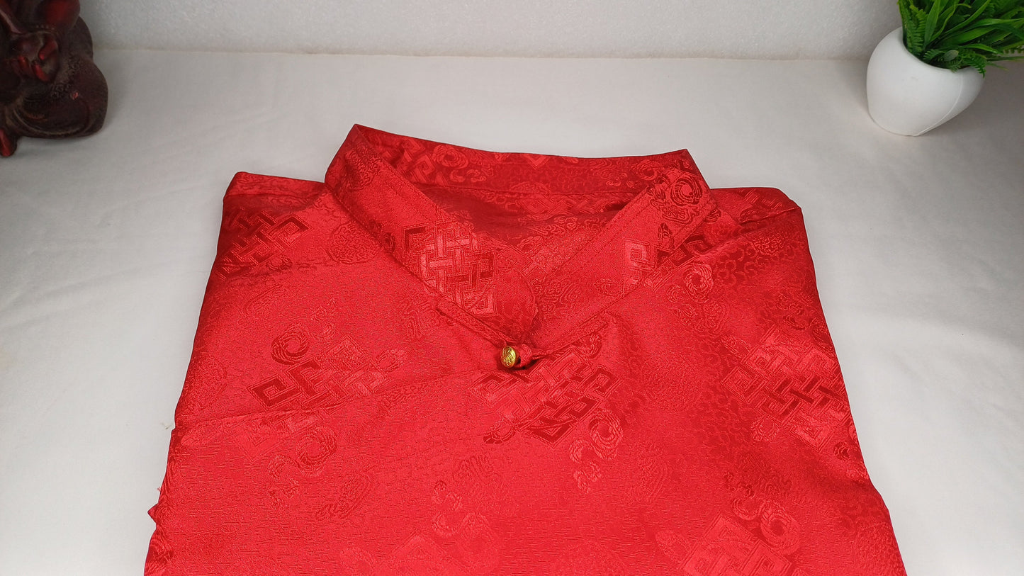 Traditional Tibetan Brocade Silk Buddhist Yogi Shirt,Tibetan Meditation Shirt, Ethnic Tibetan  Long Sleeves Cloth,Buddhist Prayer Shirt