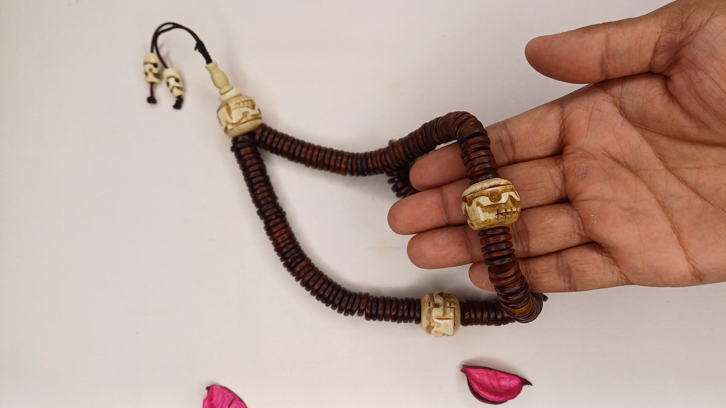 108 Bead Handcarved Skull Bone Mala,Bone Meditation Mala,Bone necklace,Ethnic Bone Jewellery,Tibetan Buddhist Prayer Skull Mala,Tantrik Japa