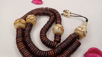 108 Bead Handcarved Skull Bone Mala,Bone Meditation Mala,Bone necklace,Ethnic Bone Jewellery,Tibetan Buddhist Prayer Skull Mala,Tantrik Japa