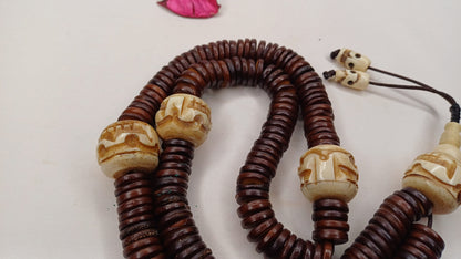 108 Bead Handcarved Skull Bone Mala,Bone Meditation Mala,Bone necklace,Ethnic Bone Jewellery,Tibetan Buddhist Prayer Skull Mala,Tantrik Japa