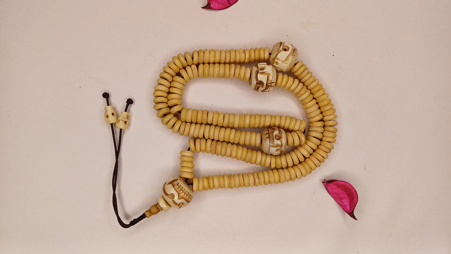 28 Handcarved Skull Bone  Beads,Bone Meditation Mala, Antique bone necklace,Ethnic Bone Jewellery,Tibetan Buddhist Prayer Skull Bone Mala
