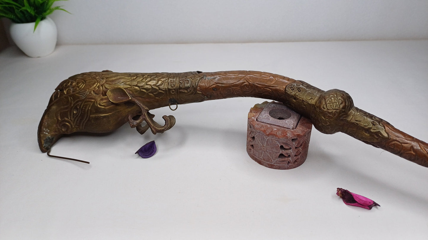 Antique Rare Tibetan Buddhism Ritual Instrument Copper Trumpet,Sacred Buddhist Tibetan Figural Dragon Head Ceremonial Horn,Buddhist Artifact