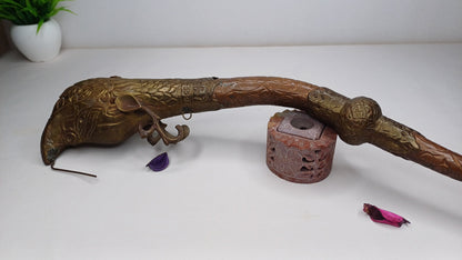 Antique Rare Tibetan Buddhism Ritual Instrument Copper Trumpet,Sacred Buddhist Tibetan Figural Dragon Head Ceremonial Horn,Buddhist Artifact