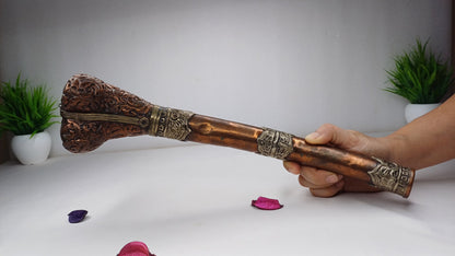Vintage Tibetan Copper Silver Inlay Kangling,Music used in Sky Burial Ritual Trumpet,Traditional Tantrik Trumpet,Shaman  Buddhism Tool