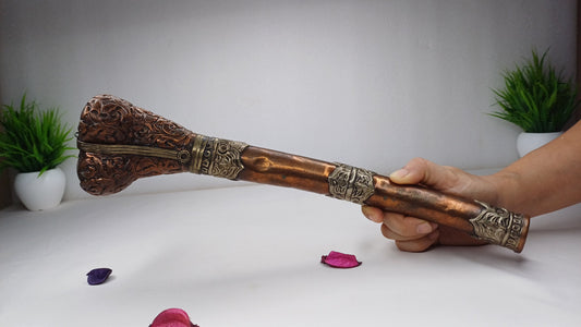 Vintage Tibetan Copper Silver Inlay Kangling,Music used in Sky Burial Ritual Trumpet,Traditional Tantrik Trumpet,Shaman  Buddhism Tool