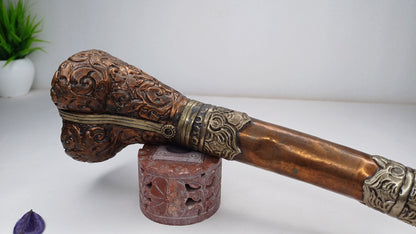 Vintage Tibetan Copper Silver Inlay Kangling,Music used in Sky Burial Ritual Trumpet,Traditional Tantrik Trumpet,Shaman  Buddhism Tool