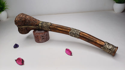 Vintage Tibetan Copper Silver Inlay Kangling,Music used in Sky Burial Ritual Trumpet,Traditional Tantrik Trumpet,Shaman  Buddhism Tool