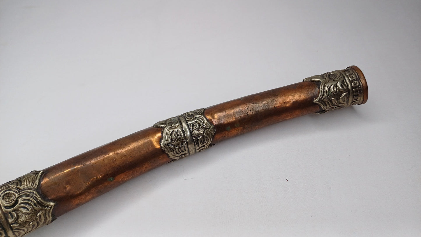 Vintage Tibetan Copper Silver Inlay Kangling,Music used in Sky Burial Ritual Trumpet,Traditional Tantrik Trumpet,Shaman  Buddhism Tool