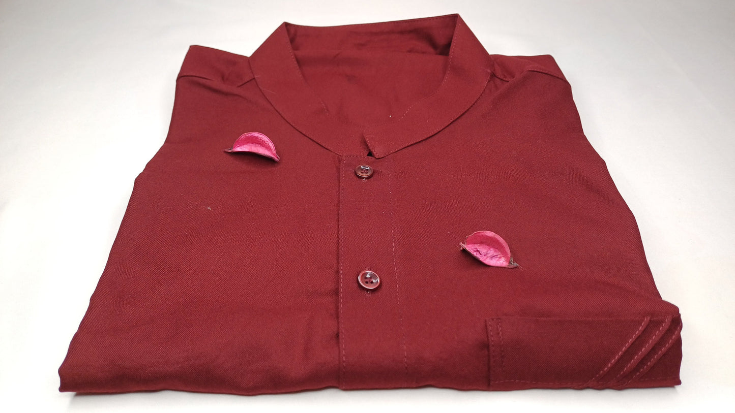 Organic Cotton Maroon Tibetan Buddhist Monk  Shirt,Monk Blouse,Buddhist Monk Shirt,Nun Meditation Top,Temple clothing,Spiritual fabric