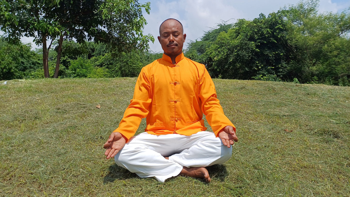 Custom -Made Raw Cotton Traditional Tibetan Buddhist Yogi Prayer Shirt,Tibetan Meditation Shirt,Ethnic Shirt,Tibetan Long Sleeves Yoga Shirt
