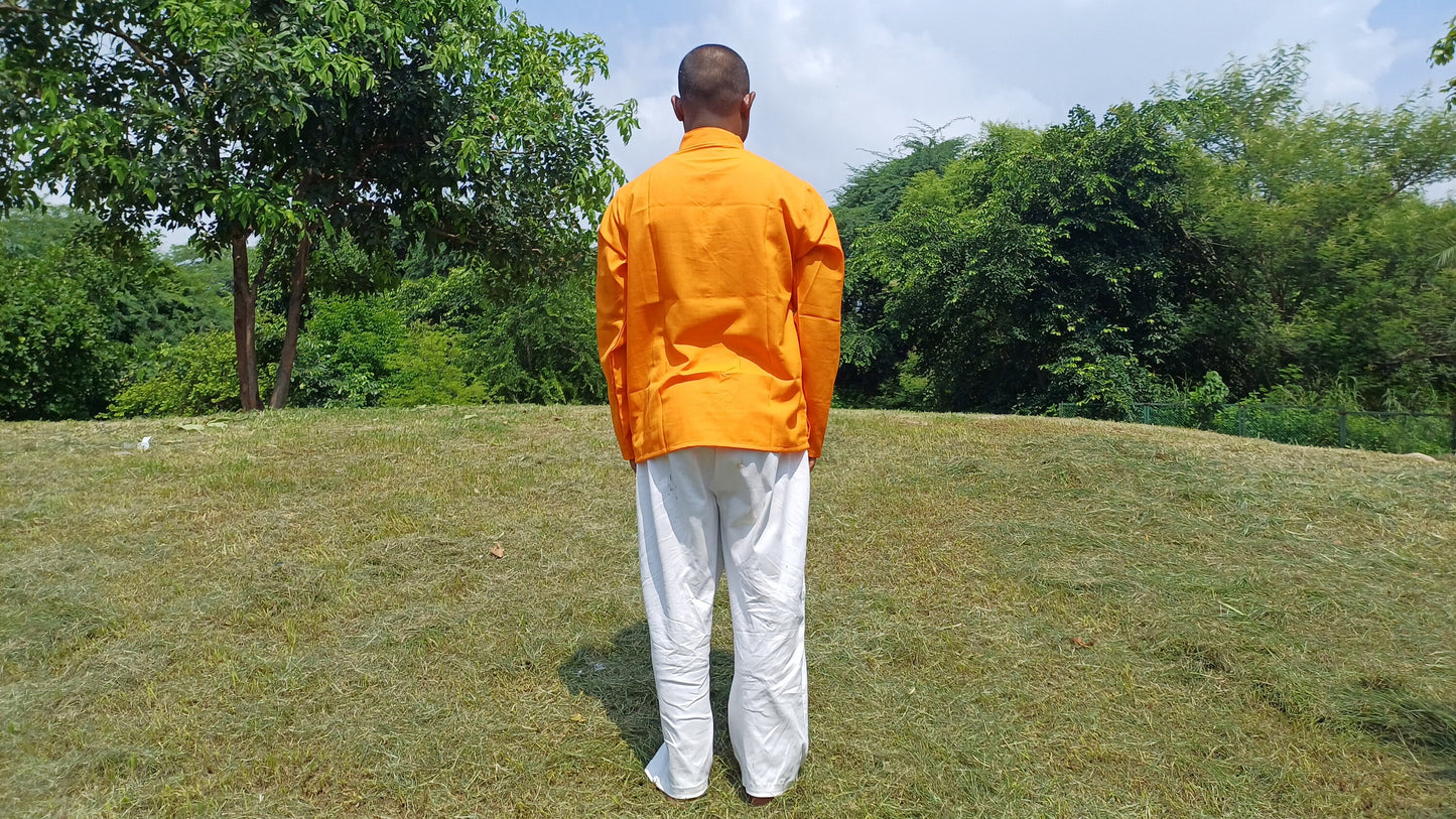 Custom -Made Raw Cotton Traditional Tibetan Buddhist Yogi Prayer Shirt,Tibetan Meditation Shirt,Ethnic Shirt,Tibetan Long Sleeves Yoga Shirt