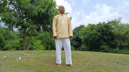 Traditional Tibetan Brocade Silk Buddhist Yogi Shirt,Tibetan Meditation Shirt, Ethnic Tibetan  Long Sleeves Cloth,Buddhist Prayer Shirt