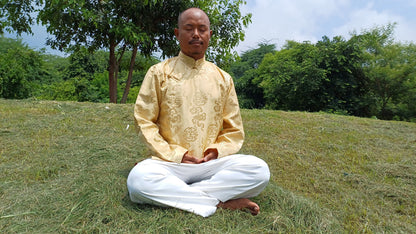 Traditional Tibetan Brocade Silk Buddhist Yogi Shirt,Tibetan Meditation Shirt, Ethnic Tibetan  Long Sleeves Cloth,Buddhist Prayer Shirt