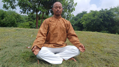 Traditional Tibetan Brocade Silk Buddhist Yogi Shirt,Tibetan Meditation Shirt, Ethnic Tibetan  Long Sleeves Cloth,Buddhist Prayer Shirt