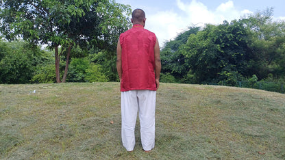 Sleeveless Traditional Tibetan Brocade Silk Buddhist Prayer Yogi Shirt,Ethnic Tibetan Meditation Shirt,Tibetan Buddhist Tantrik Prayer Shirt