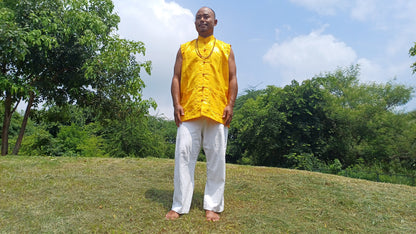 Sleeveless Traditional Tibetan Brocade Silk Buddhist Prayer Yogi Shirt,Ethnic Tibetan Meditation Shirt,Tibetan Buddhist Tantrik Prayer Shirt