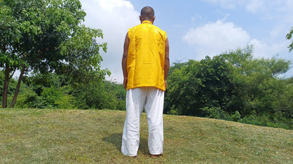 Sleeveless Traditional Tibetan Brocade Silk Buddhist Prayer Yogi Shirt,Ethnic Tibetan Meditation Shirt,Tibetan Buddhist Tantrik Prayer Shirt