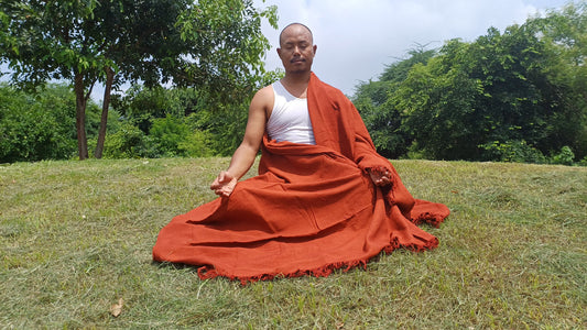 PEACE Silk X-Large Traditional Handwoven Tibetan Buddhist Raw Eri Silk Meditation Shawl,Buddhist Tantrik Silk Meditation Wrap,Ahimsa SilkZen