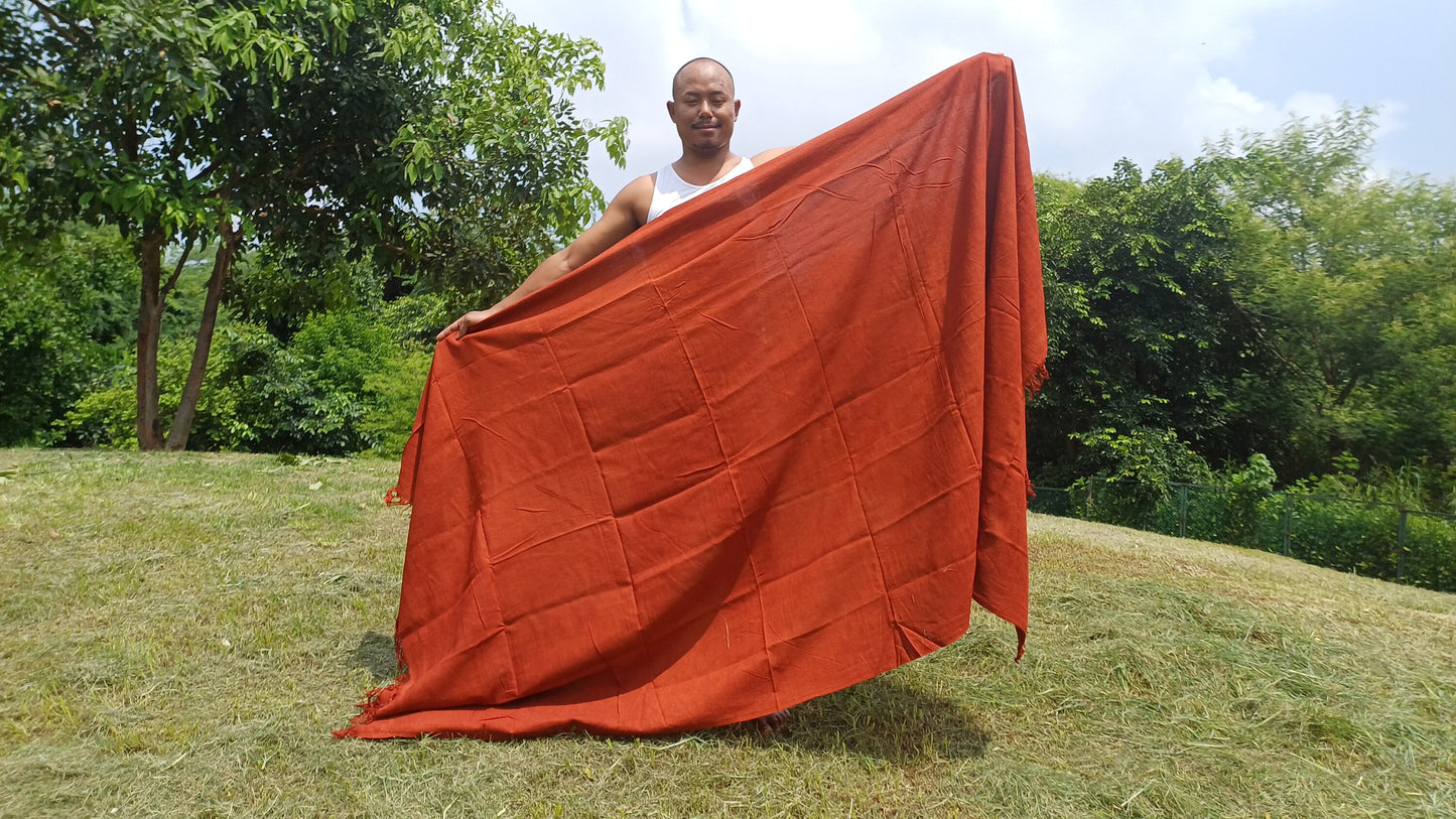 PEACE Silk X-Large Traditional Handwoven Tibetan Buddhist Raw Eri Silk Meditation Shawl,Buddhist Tantrik Silk Meditation Wrap,Ahimsa SilkZen