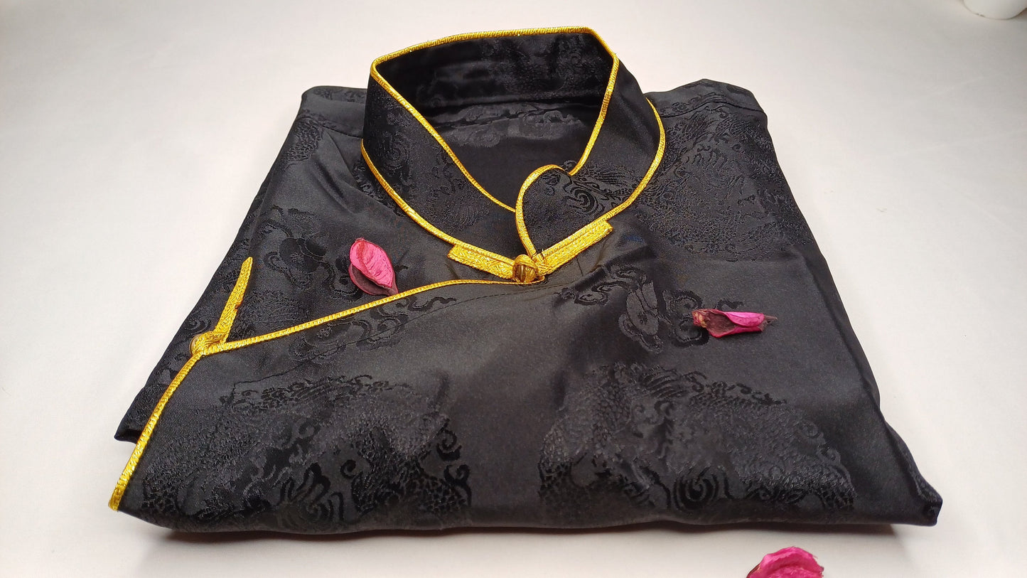 Sleeveless Traditional Tibetan Brocade Silk Buddhist Prayer Yogi Shirt,Ethnic Tibetan Meditation Shirt,Tibetan Buddhist Tantrik Prayer Shirt
