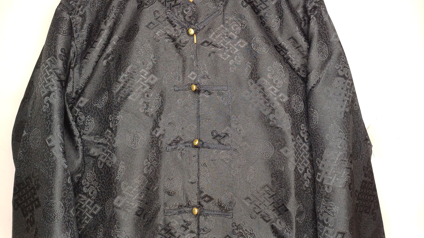 Traditional Tibetan Brocade Silk Buddhist Yogi Shirt,Tibetan Meditation Shirt, Ethnic Tibetan  Long Sleeves Cloth,Buddhist Prayer Shirt