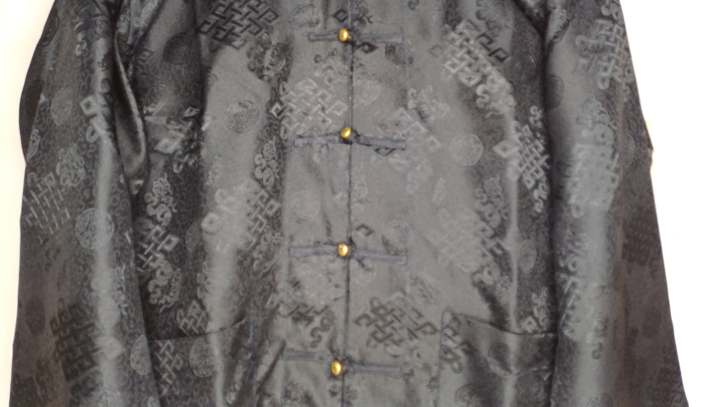 Traditional Tibetan Brocade Silk Buddhist Yogi Shirt,Tibetan Meditation Shirt, Ethnic Tibetan  Long Sleeves Cloth,Buddhist Prayer Shirt