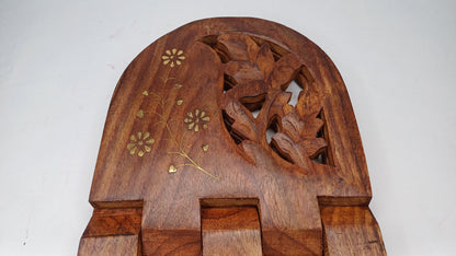 Premium Handcarved  Foldable Wooden Holy Scriptures Book Stand,Cover Case Wooden Holy Book Holder,Wooden Religious Item