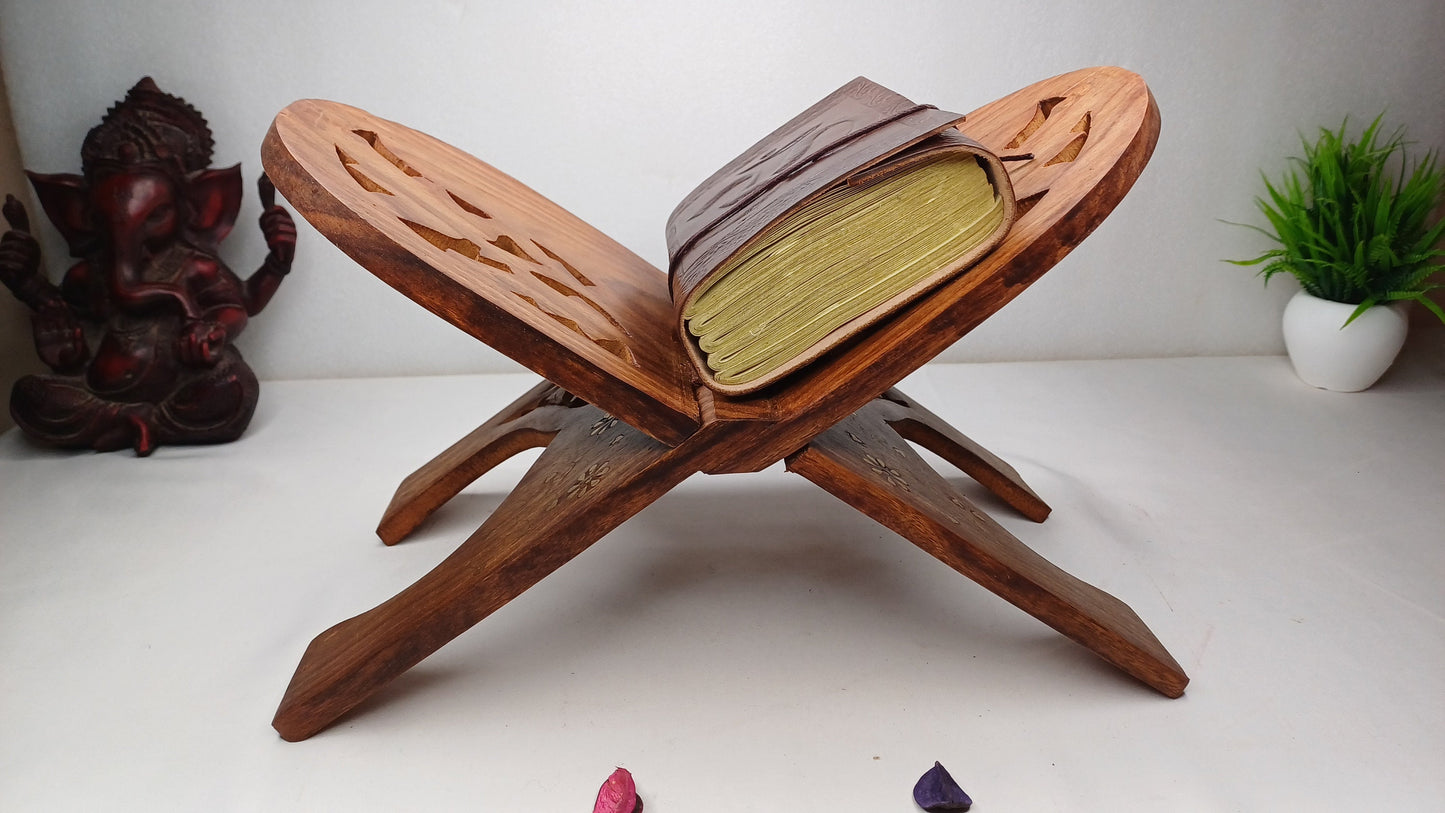 Premium Handcarved  Foldable Wooden Holy Scriptures Book Stand,Cover Case Wooden Holy Book Holder,Wooden Religious Item