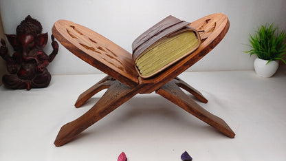 Premium Handcarved  Foldable Wooden Holy Scriptures Book Stand,Cover Case Wooden Holy Book Holder,Wooden Religious Item