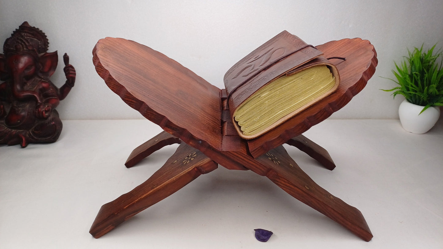 Premium Handcarved  Foldable Wooden Holy Scriptures Book Stand,Cover Case Wooden Holy Book Holder,Wooden Religious Item