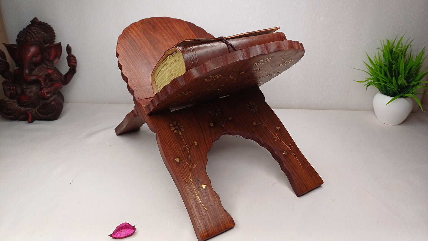 Premium Handcarved  Foldable Wooden Holy Scriptures Book Stand,Cover Case Wooden Holy Book Holder,Wooden Religious Item