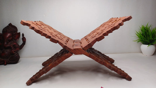 Premium Handcarved  Foldable Wooden Holy Scriptures Book Stand,Cover Case Wooden Holy Book Holder,Wooden Religious Item
