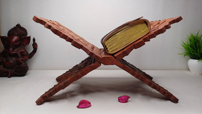 Premium Handcarved  Foldable Wooden Holy Scriptures Book Stand,Cover Case Wooden Holy Book Holder,Wooden Religious Item