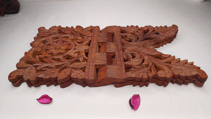 Premium Handcarved  Foldable Wooden Holy Scriptures Book Stand,Cover Case Wooden Holy Book Holder,Wooden Religious Item