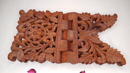 Premium Handcarved  Foldable Wooden Holy Scriptures Book Stand,Cover Case Wooden Holy Book Holder,Wooden Religious Item