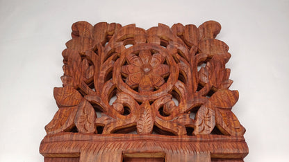 Premium Handcarved  Foldable Wooden Holy Scriptures Book Stand,Cover Case Wooden Holy Book Holder,Wooden Religious Item