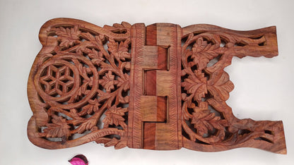 Premium Handcarved  Foldable Wooden Holy Scriptures Book Stand,Cover Case Wooden Holy Book Holder,Wooden Religious Item