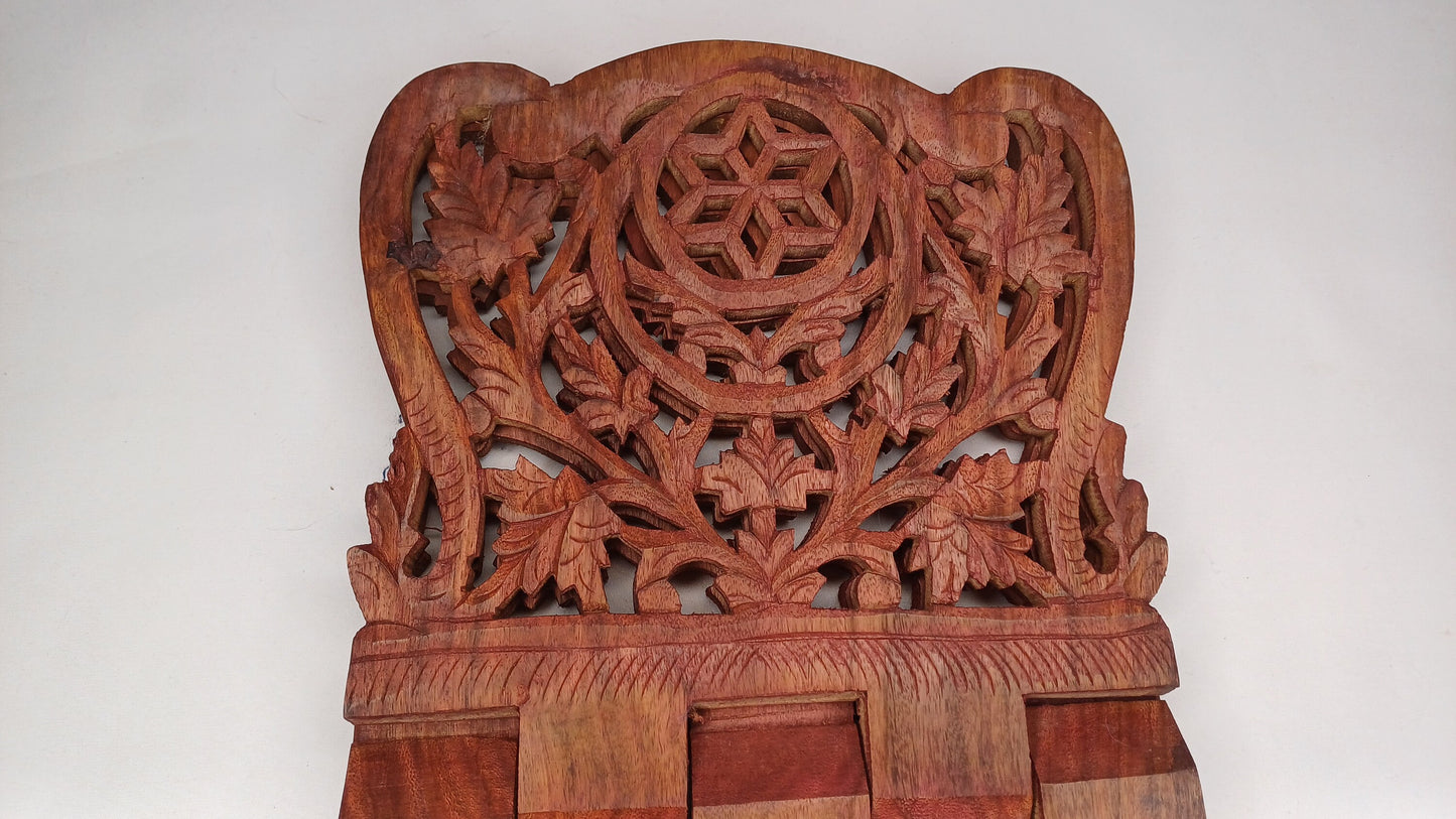 Premium Handcarved  Foldable Wooden Holy Scriptures Book Stand,Cover Case Wooden Holy Book Holder,Wooden Religious Item