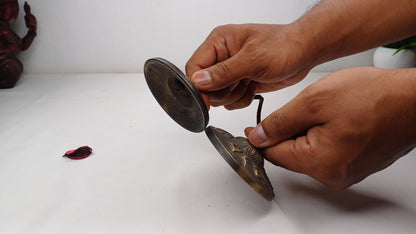 Vintage Rare Authentic Tibetan Mantra Om Mani Carved Tibetan Tingsha Bells,Handmade Tibetan Buddhist Ritual Cymbal,Yoga Sound Healing Tool