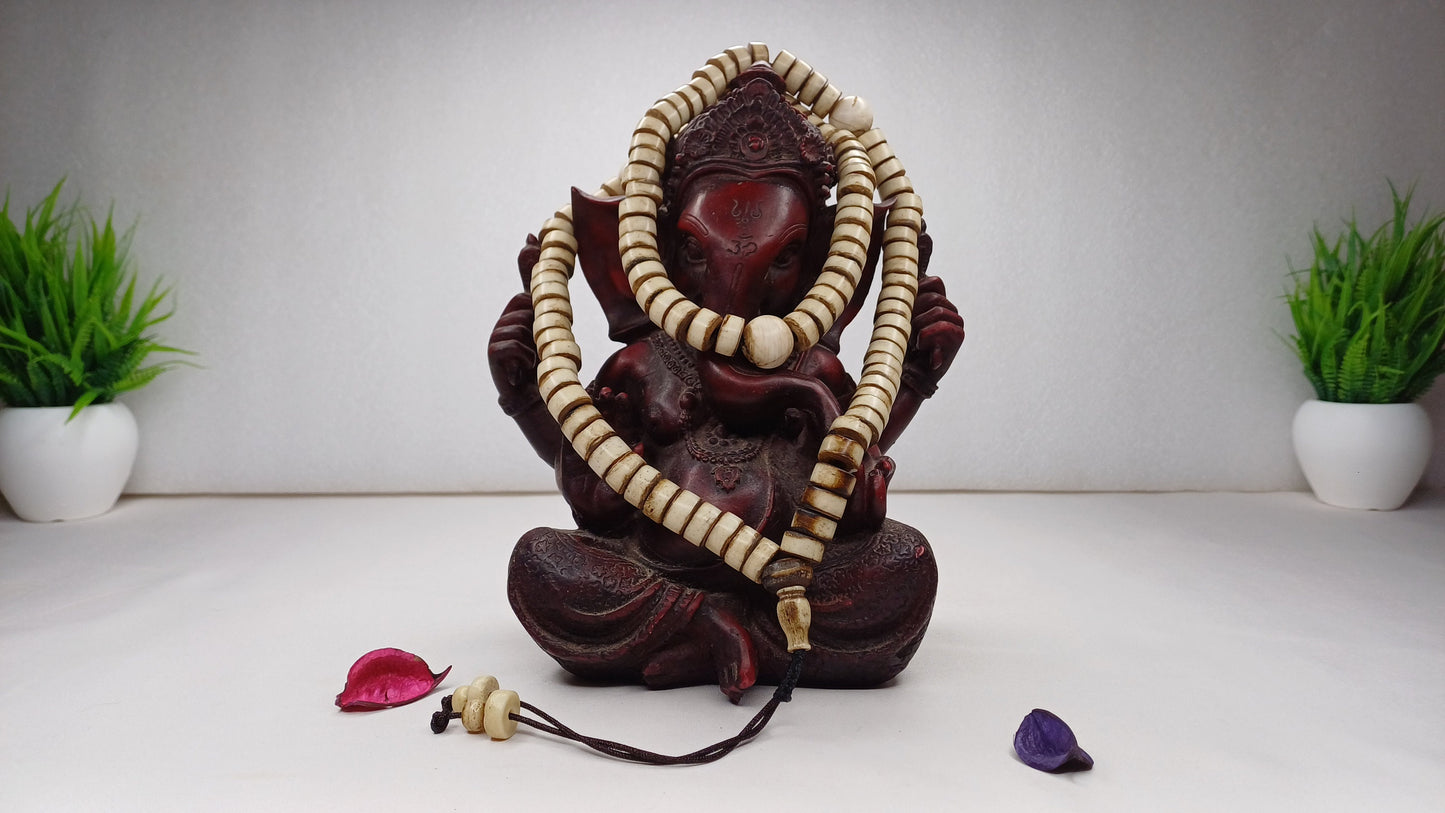 108 12mm Antique Gandhara Hand-carved Original Yak Bone Tibetan Buddhist Prayer Beads,Vintage Rosary Mala,Disk Shaped Yak Kapala Bone Mala